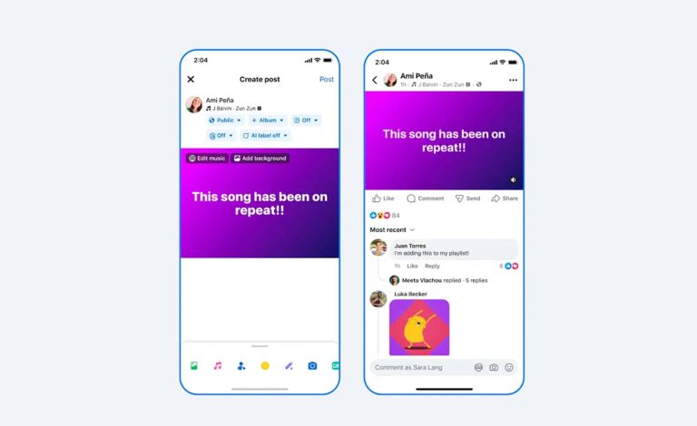 Facebook présente la musique dans les publications