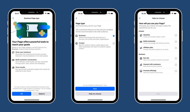 Facebook facilite la création de pages professionnelles et de profils de créateurs