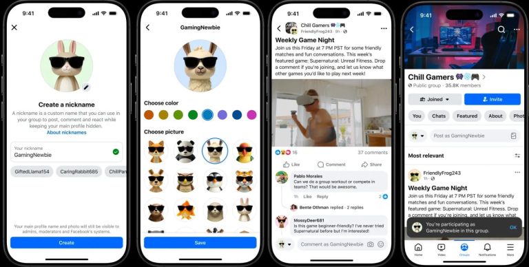 Désormais sur Facebook, vous pouvez utiliser un pseudo pour écrire en groupe