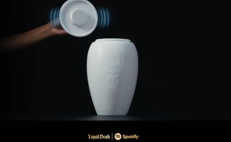 Liquid Death et Spotify lancent une urne funéraire avec haut-parleur