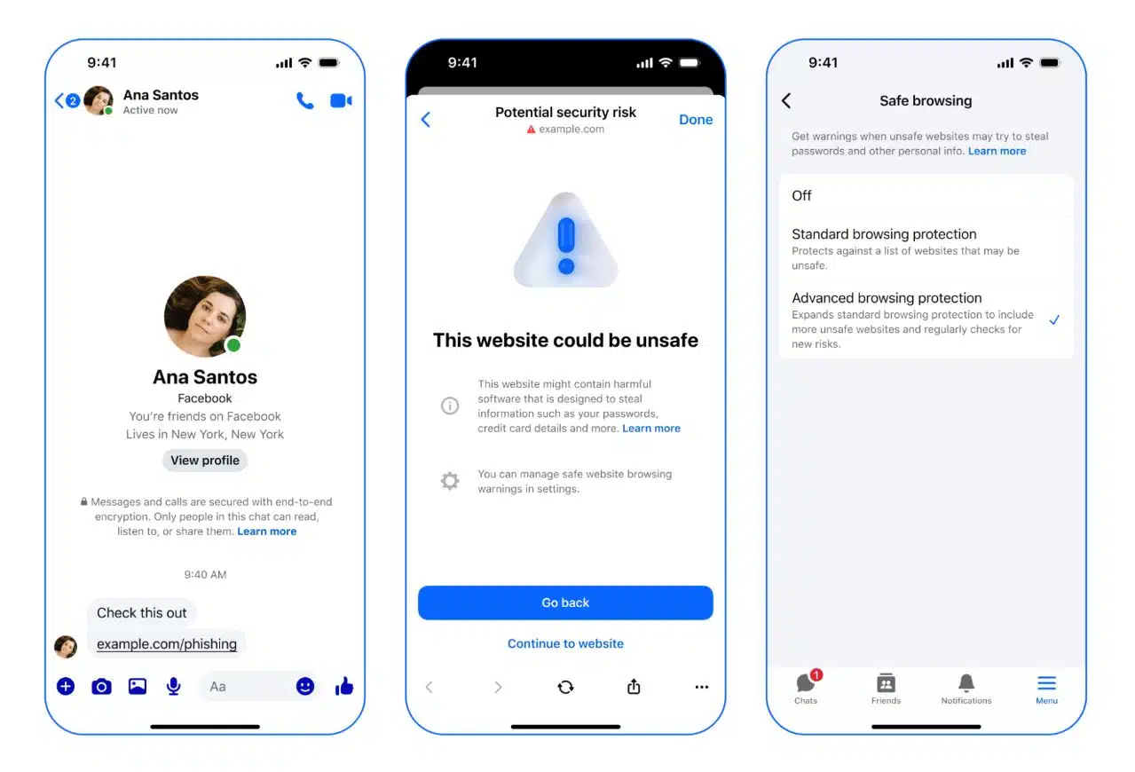 protezione dalle truffe su Messenger