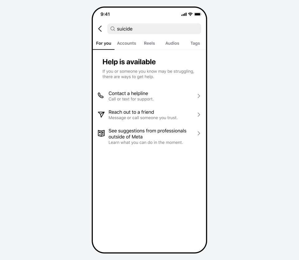 Interface utilisateur des termes de recherche bloqués