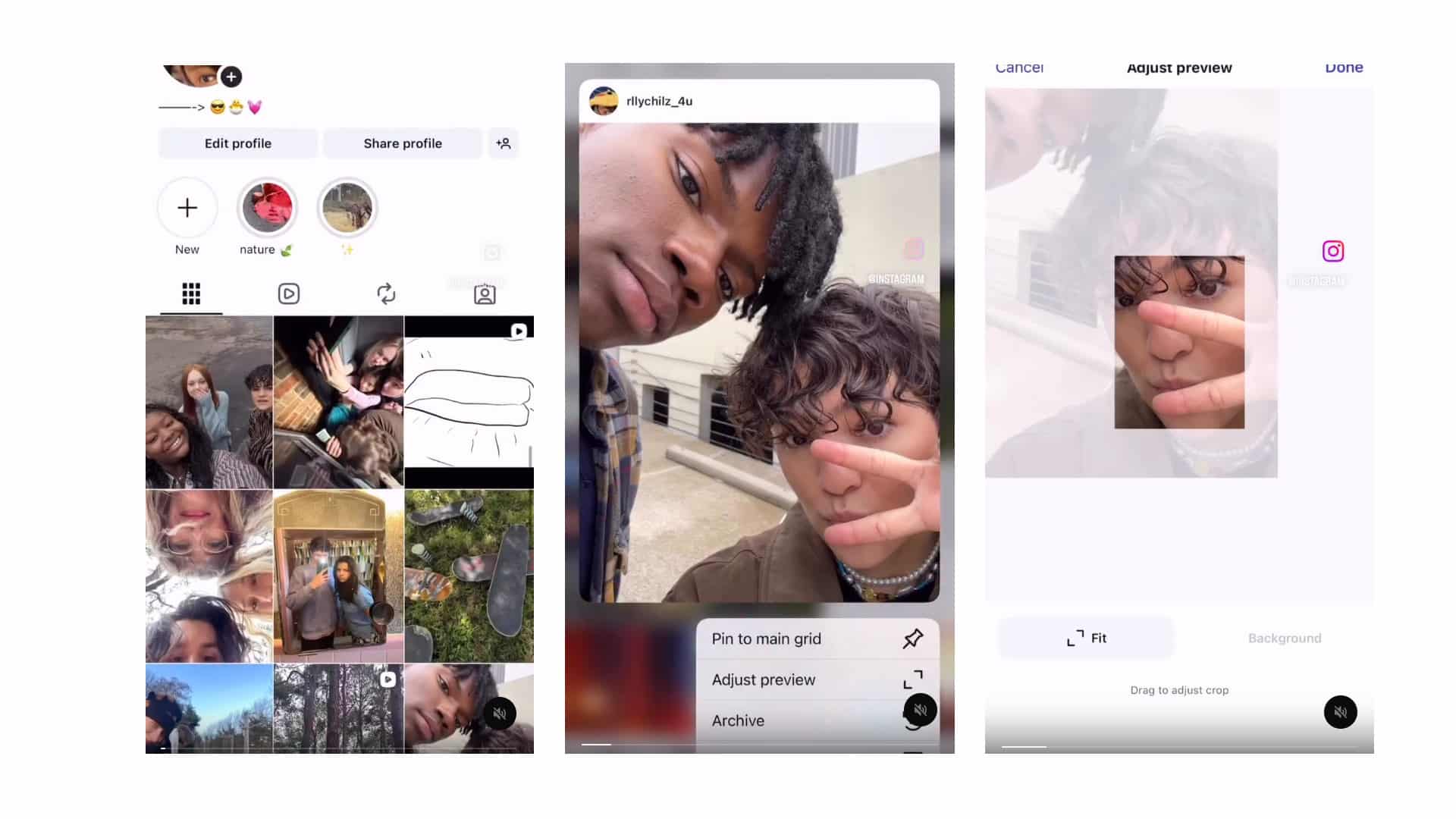 Instagram introduit la modification de l'aperçu de la publication dans la grille de profil