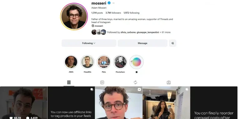Adam Mosseri précise que republier du contenu dans les Stories n&rsquo;augmente pas la visibilité